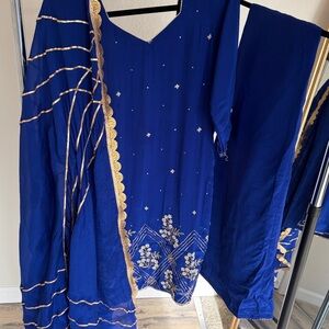 Elegant Blue and Gold Women's Lehenga